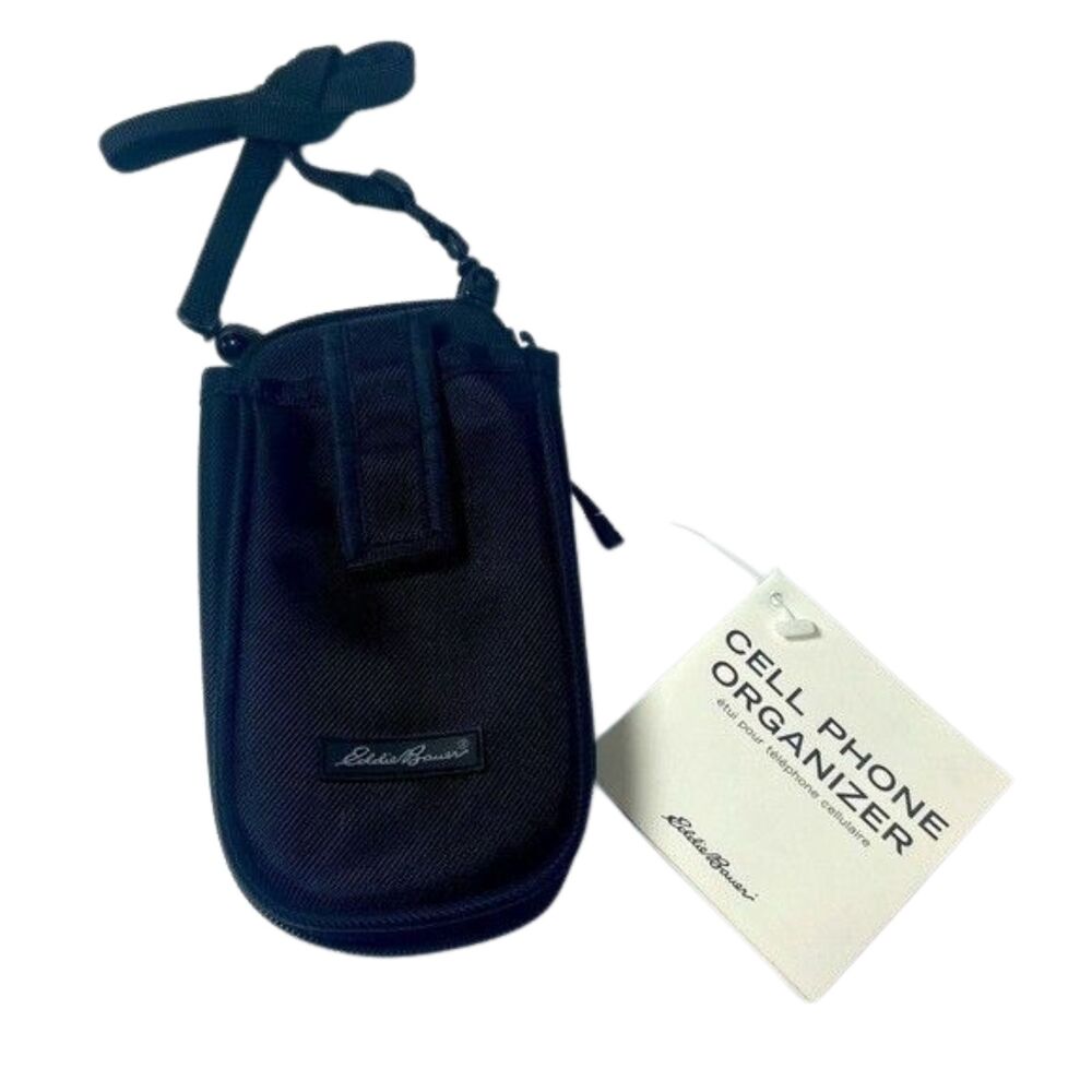 NWT Eddie Bauer Crossbody Wallet Black Canvas Phone Travel Organizer